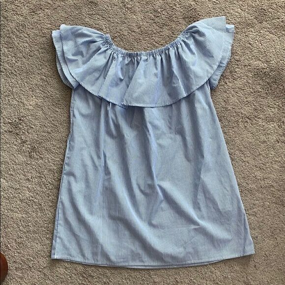 AQUA Ruffle Off Shoulder Stripe Dress - Picture 2 of 4